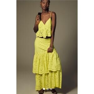 Anthropologie Maeve tiered lace maxi skirt